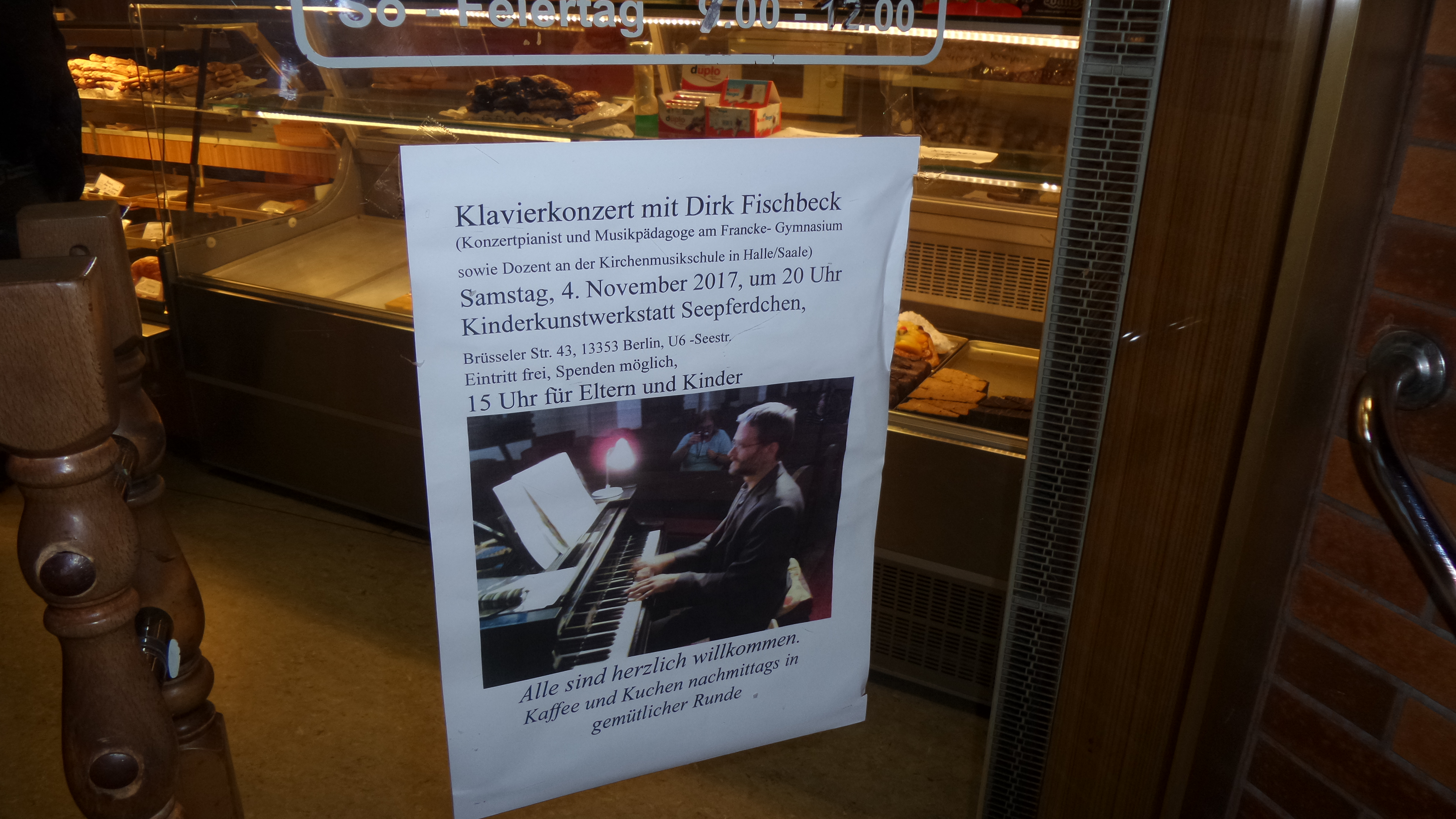 Plakat zu Klavierkonzert mit Dirk Fischbeck.