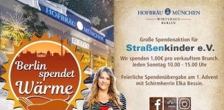 Berlin spendet Wärme. Brunchen für Straßenkinder im Hofbräu-Wirtshaus