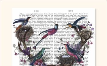 Kunstvolle Collagen auf alten Buchtexten im Blocksatz – Zum 2024er Weingarten-Wandkalender „Vintage Book Art“