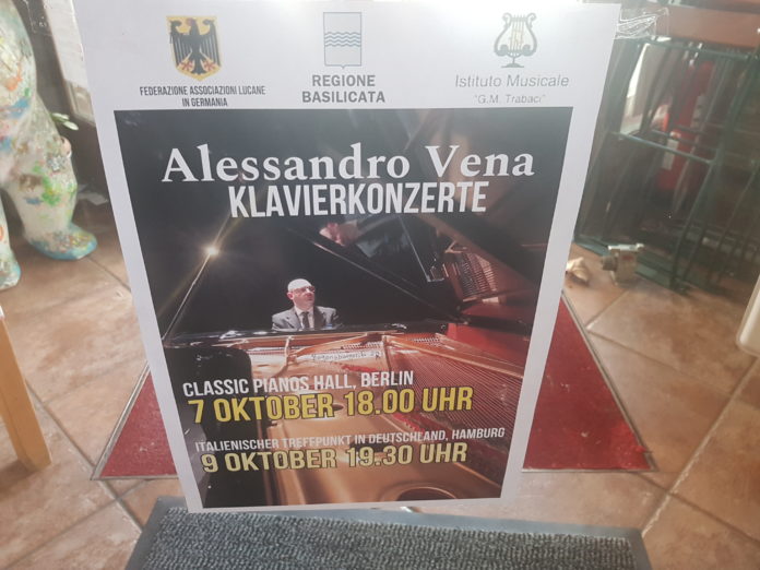 Alessandro-Vena-Klavierkonzert am 7. Oktober 23 in Berlin und am 9. Oktober 2023 in Hamburg im Italienischen Treffpunkt in Deutschland, Hospitalstraße 111, Haus 7, 22676 HH