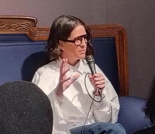 CORINA – Debüt- und Eröffnungsfilm des Guadalajara International Film Festival Showcase aus Anlass des 40. Zugleich der wahrscheinlich beste Film Cutterin und Regisseurin Urzula Barba Hopfner, Mexikanerin mit deutschen Wurzeln, bei einem Vorgespräch vor Publikum im ovalem Raum des Babylon-Mitte am Eröffnungstag des Guadalajara International Film Festival Showcase 2026. Photo/ BU BY copyright 2026 Andreas Hagemoser