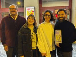 Neu: Das Guadalara International Film Festival mit einem ‚Showcase‘ jetzt in Berlin-Mitte im Kino BABYLON Guadalajara International Film Festival (nicht GIFF, sondern spanisch FICG) ist das zweitwichtigste Filmfest Mexikos. Guadalajara ist eine Großstadt in der Mitte im Staat Jalisco der Vereinigten Staaten von Mexiko. Im Bild Kike (v.l.n.re.) Quique Flores, Alejandra Davila, Urzula Barba Hopfner, Regisseurin des Eröffnungsfilms "Corina" und Programmdirektor Pavel Cortes