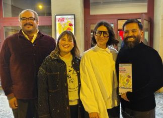 Neu: Das Guadalara International Film Festival mit einem ‚Showcase‘ jetzt in Berlin-Mitte im Kino BABYLON Guadalajara International Film Festival (nicht GIFF, sondern spanisch FICG) ist das zweitwichtigste Filmfest Mexikos. Guadalajara ist eine Großstadt in der Mitte im Staat Jalisco der Vereinigten Staaten von Mexiko. Im Bild Kike (v.l.n.re.) Quique Flores, Alejandra Davila, Urzula Barba Hopfner, Regisseurin des Eröffnungsfilms "Corina" und Programmdirektor Pavel Cortes