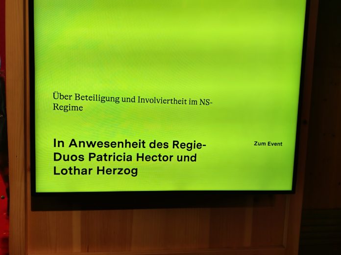 Ankündigung zu Filmvorführung mit Filmgespräch zu "Das Ungesagte" 19.3.'26 um 19 Uhr mit den Regisseuren Patricia Hector und Lothar Herzog. Über Beteiligung und Involviertheit im NS-Regime, d.h. der Regierung des Deutschen bzw. Großdeutschen Reiches zwischen 1933 und 1945.