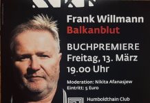 Zuhören und mittrinken oder „Balkanblut“ und Quittenschnaps von Frank Willmann – Buchpremiere am 13. März 2026 in Berlin