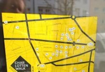 Einladung zum Galeriespaziergang durch Charlottenburg-Wilmersdorf namens Charlottenwalk heute am 14.3. Charlottenwalk lädt ein zum Spaziergang durch 37 Galerien in Charlottenburg und Wilmersdorf wie Finnland-Institut und Galerie Anna Probst