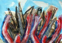 Kotzen muß man wollen, können und dürfen oder Krieg, Kunst, Kastner – Zur Ausstellung „teilen statt kriegen“ mit Werken von Wolfram P. Kastner und Günter Wangerin nach Freiburg ins Breisgau