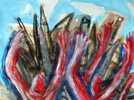 Kotzen muß man wollen, können und dürfen oder Krieg, Kunst, Kastner – Zur Ausstellung „teilen statt kriegen“ mit Werken von Wolfram P. Kastner und Günter Wangerin nach Freiburg ins Breisgau