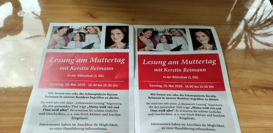 Mama weiß viel – Oma alles. Lesung am Muttertag mit Kerstin Reimann und unabhängiger Buchtip „Oma weiß es besser – Tips & Tricks“ "Mama weiß viel und Oma weiß alles" kurz: Mama weiß viel Oma alles, Lesung am Muttertag mit Kerstin Reimann bei pro seniore "Residenz Kurfürstendamm" in der Bibliothek im 1. Stock Sonntag, 10. Mai '26 am Nachmittag um halb drei.