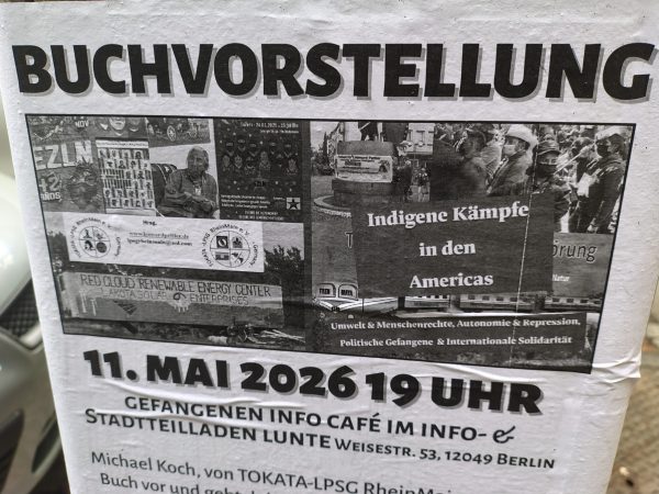 Buchvorstellung und Lesung im Gefangeneninfocafé im Inofo- und Stadtteilladen Lunte, Weisestraße 53 in Berlin-Neukölln mit Diskussion